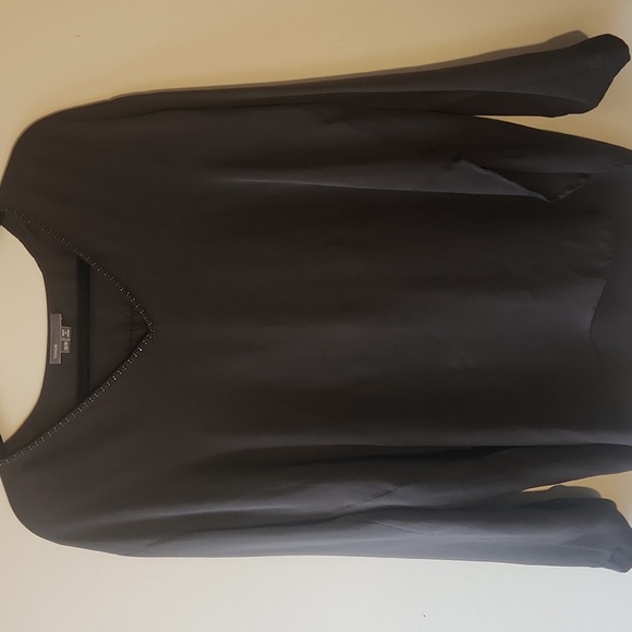 VINCE Gray Beaded Silk Blouse Top, Size xs - Picture 1 of 13